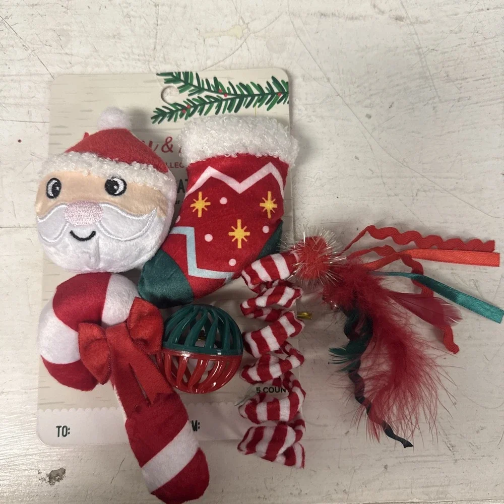 Merry &‎ Bright 5 Pack Catnip Cat Toys Fuzzy Feather Teaser Spring Coil Kicker